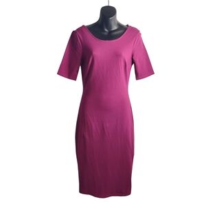 Celine by Champion Women's Purple Dress V-Neck Half Sleeve Stretch Size Small